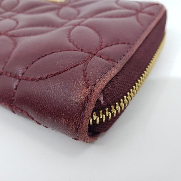 Michael Kors Jet Set Quilted Leather Wristlet Wallet Zip Around Maroon 4.5 x 7.5 - Picture 7 of 12